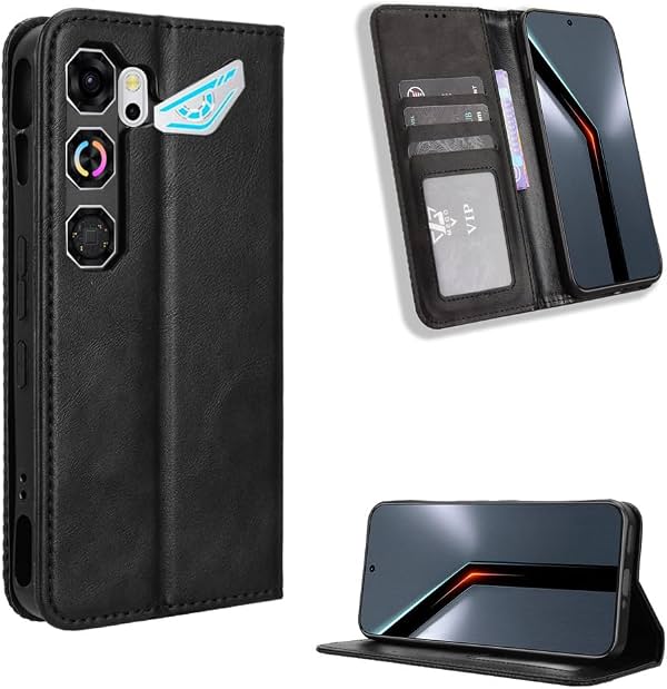 Funda compatible con ZTE Nubia Neo 5 GT, cubierta protectora de cuero PU con tapa abatible, compatible con ZTE Nubia Neo 5 GT 5G, negra