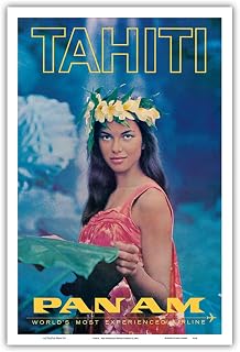 Tahiti - Tahitian Women of the World- Pan American World Airways - Vintage Airline Travel Poster c.1964 - Master Art Print (Unframed) 12in x 18in