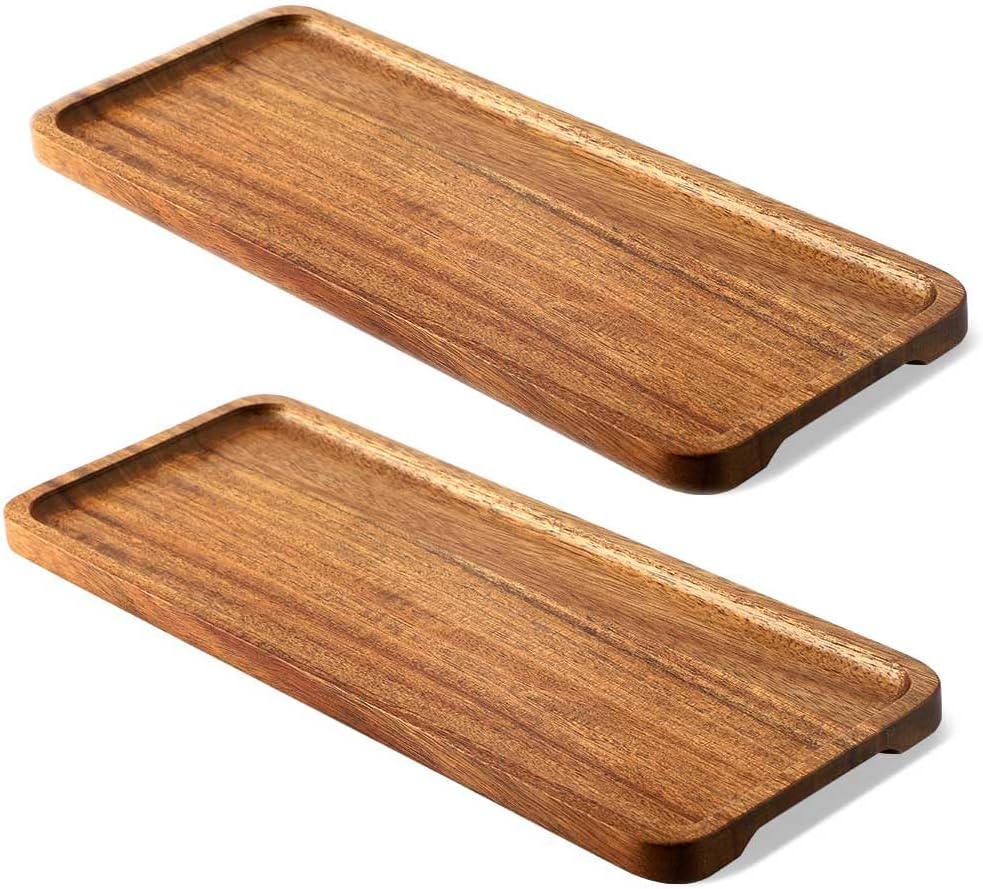 Acacia Wood Serving Platter for Food Rectangular Wooden Platters with
