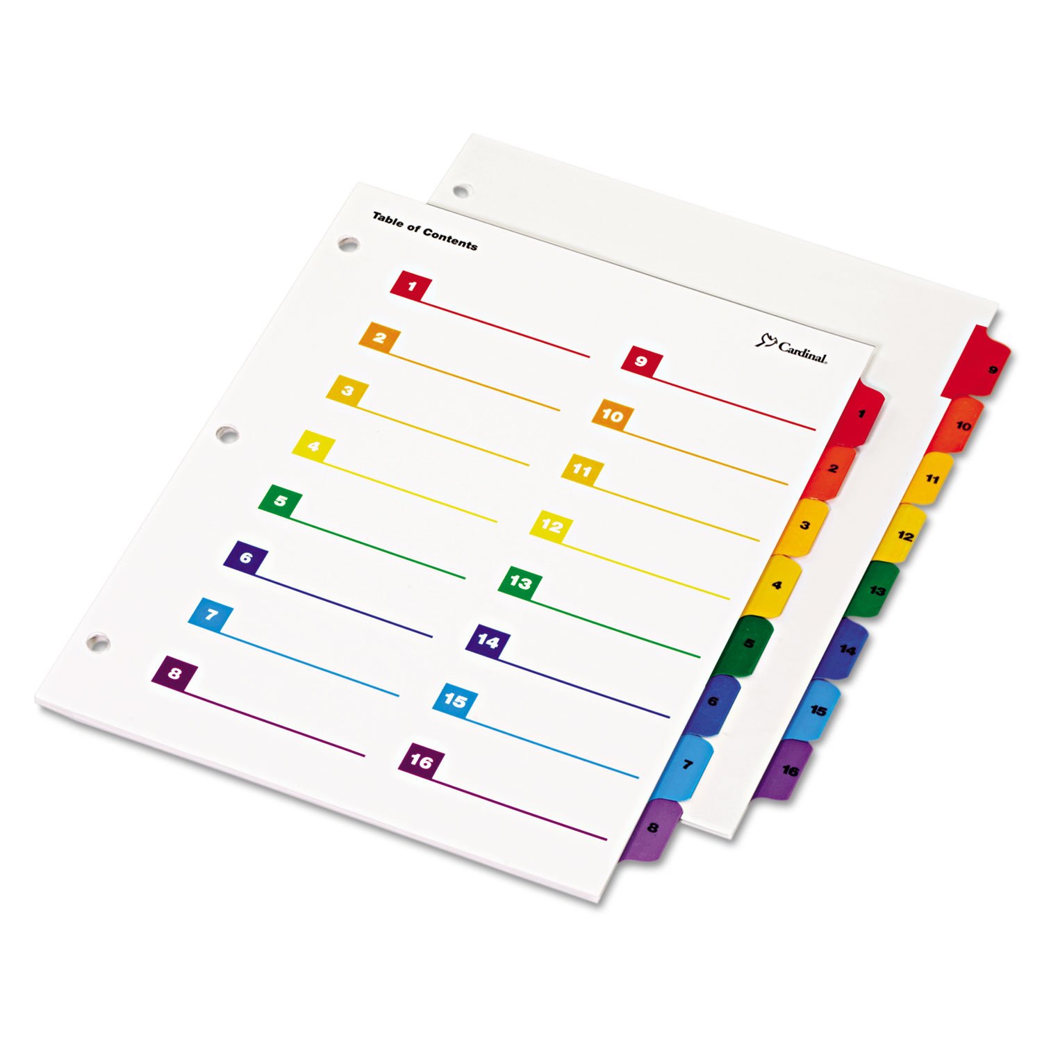 Snapklik.com : Cardinal 16 Tab Numbered Binder Dividers, OneStep Index ...