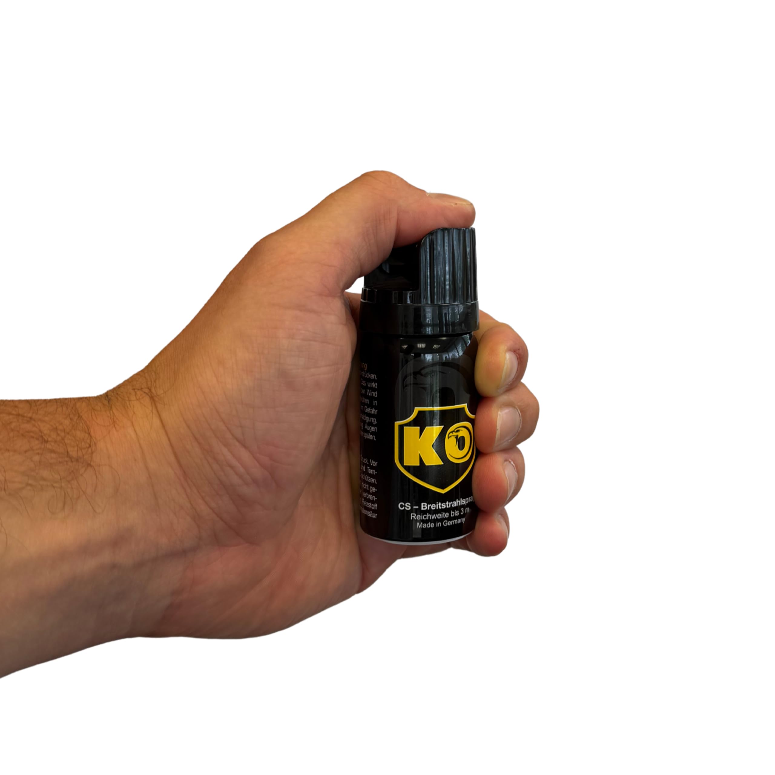 4 Stück KO Security CS-Spray 40 ml – Breitstrahl Personenabwehrspray mit BKA-Zulassung - modernes Design - kompakt und diskret
