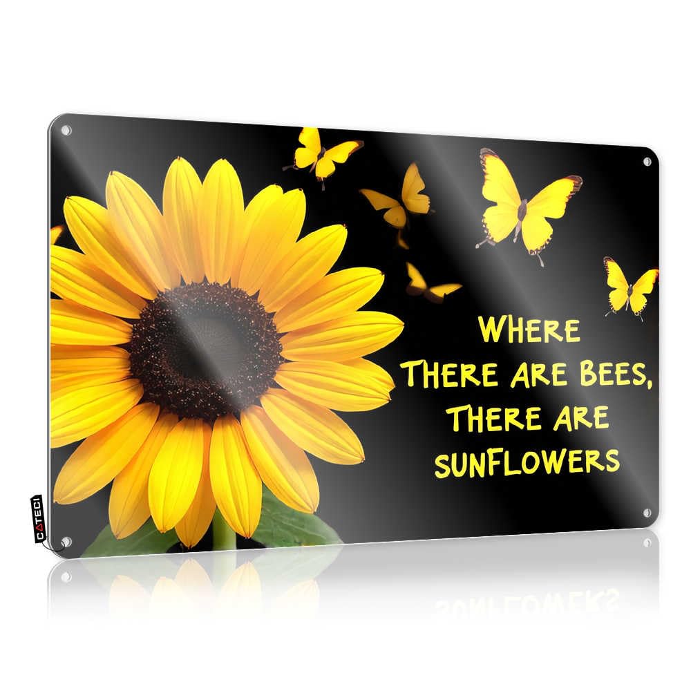 Fzfn Men's Colour Teen Boys Room Decor Pub Matal Sign - Bees And Sunflowers: A Perfect Pairing Decor Rustic Wall Hanging(30X40cm)