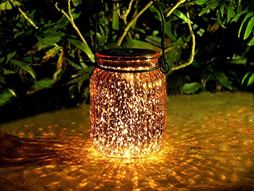 voona 2-Pack Solar Bronze Mercury Glass Jar Outdoor Lights for Hanging and Ground Use Pathway Table Garden Decorations Outdoor Decor (Bronze)