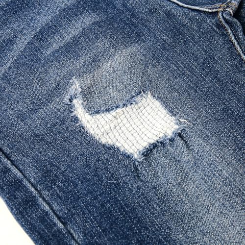 KIDSCOOL SPACE Girls Jeans, Ripped Holes Stretch Denim Pants4