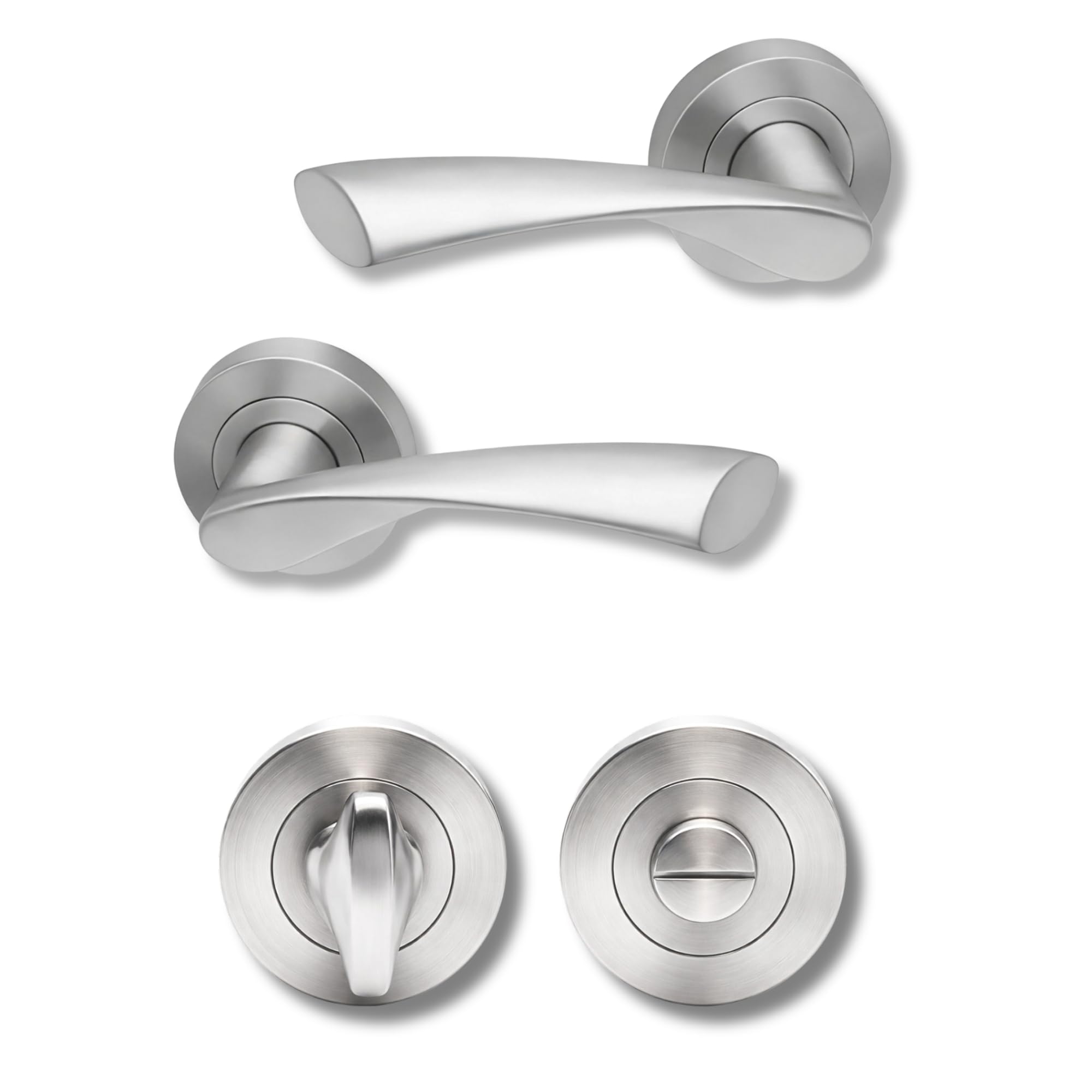 UAP Internal Door Handles Pair with Turn & Release Complete Bathroom Pack (Zeta)