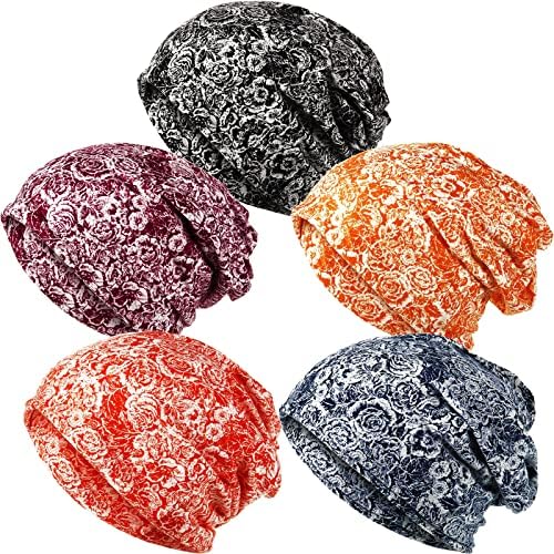 SATINIOR 5 Pieces Women's Slouchy Beanie Hat Baggy Skull Sleep Cap Turban Headwear