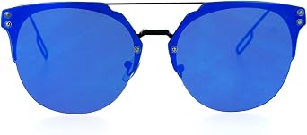 SA106 Mirrored Mirror Hipster Rimless Horn Rim Sunglasses