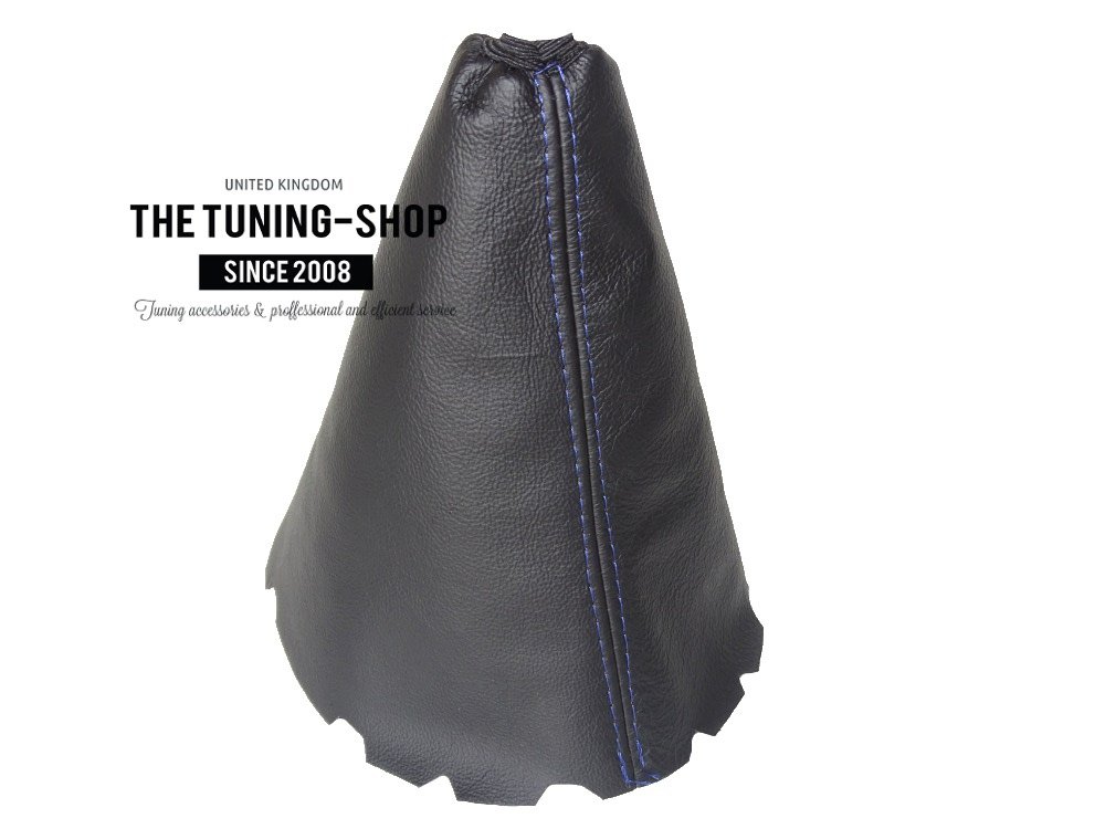 The Tuning-Shop Ltd for Toyota Corolla E15 E150 2007-13 Shift Boot Black Genuine Leather Blue Stitching