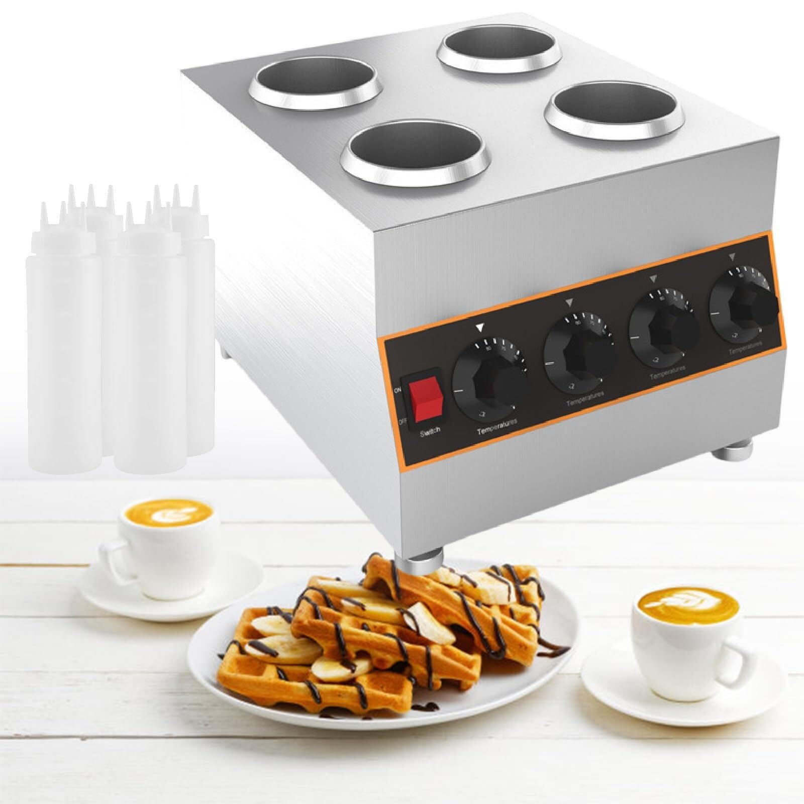 Réchauffeur de sauce électrique à 4 bouteilles pour fromage et chocolat 110V