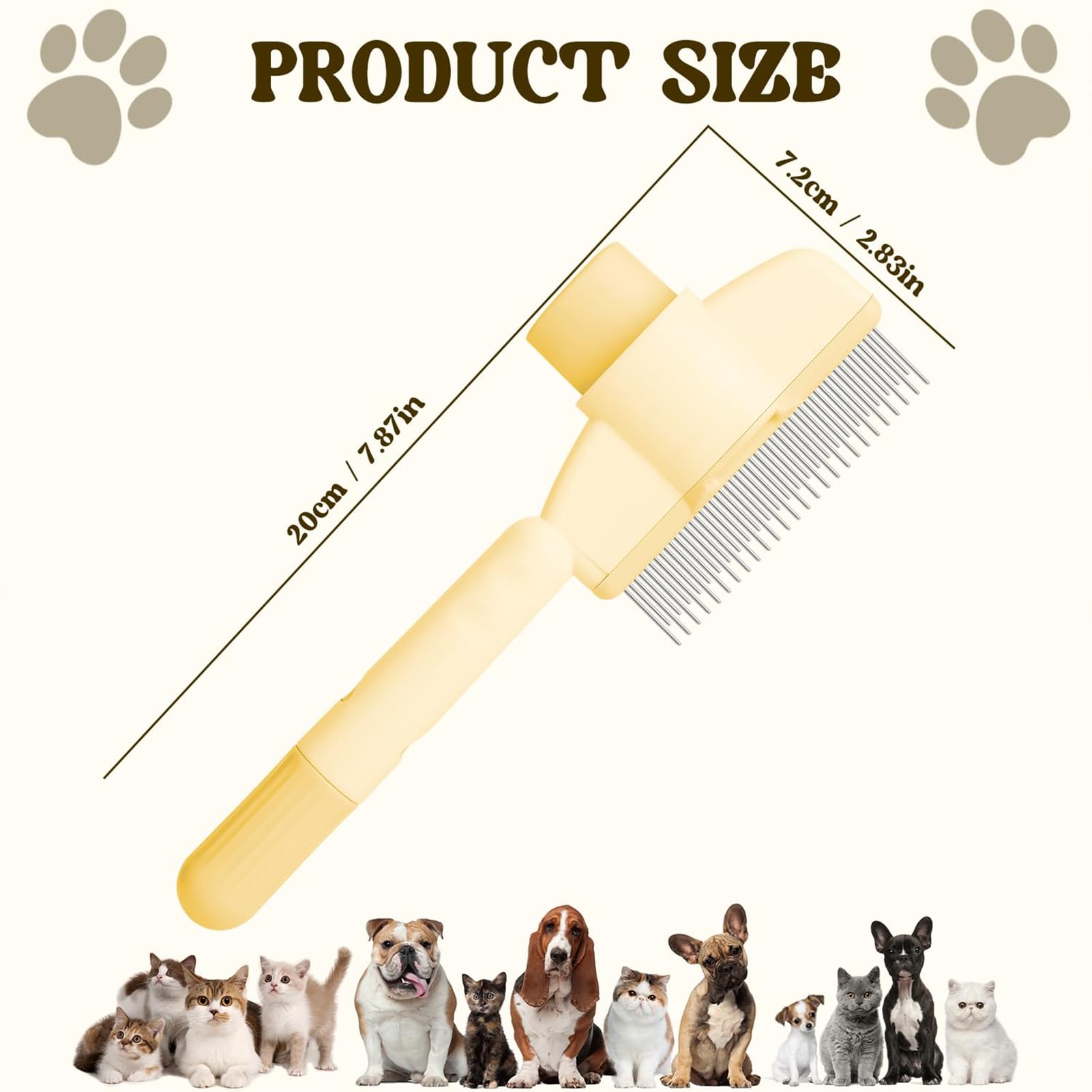 Peigne Chat|2 Pack Brosse Poils Animaux Autonettoyante Pour Poils, Peigne Anti Puces Pour Chat Avec Bouton De Déverrouillage, Brosse de Toilettage Pour Convient Aux Poils Longs Et Courts (Vert+Jaune)