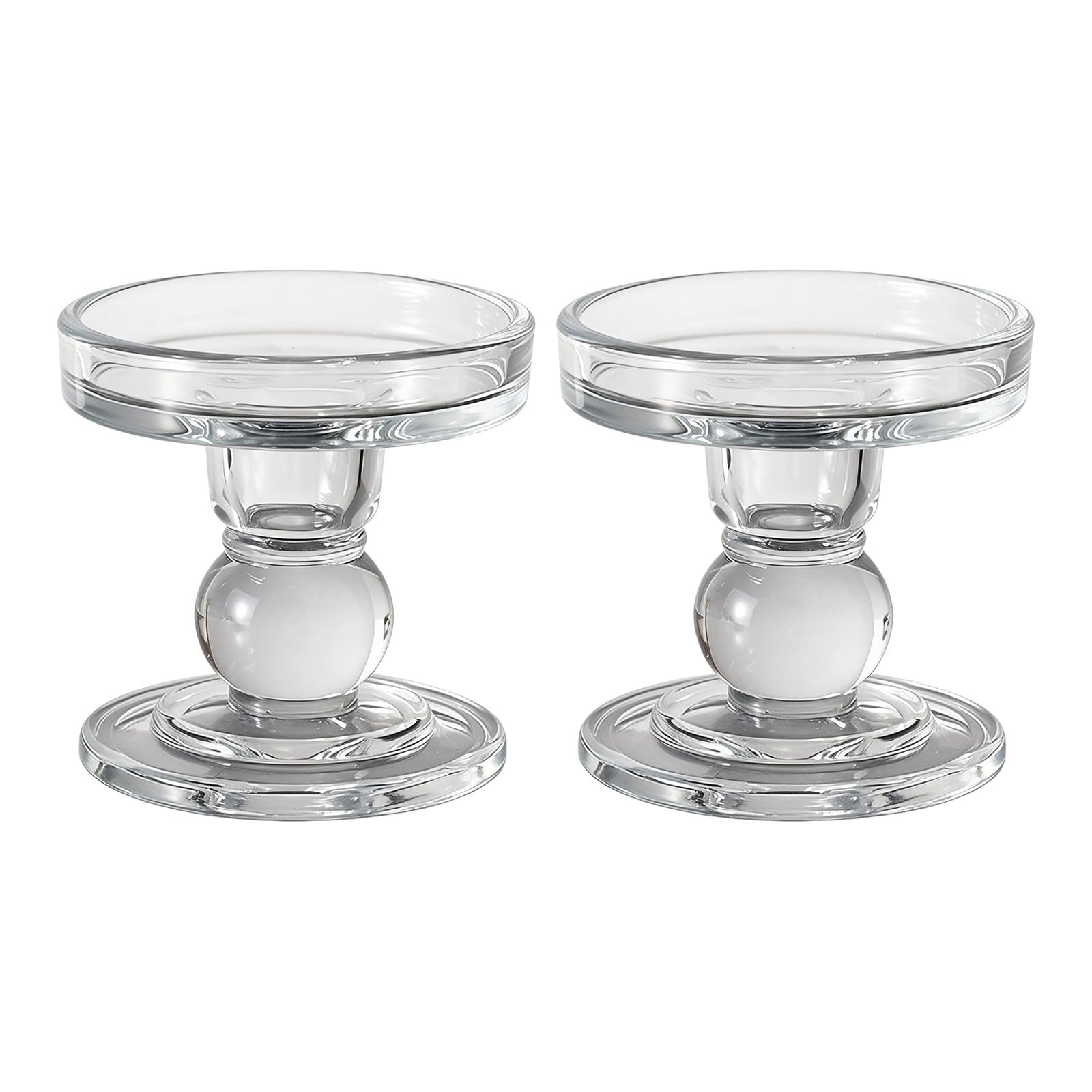 PANGBOER Holders Glass Candlestick Holders Clear Taper Candleholder for Table Centerpieces Stick Holder Decors Glass for Candlestick