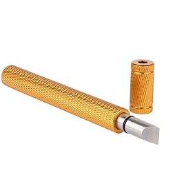 Bulex Golf Club Groove Sharpener, Re-Grooving Tool and Cleaner for Wedges & Irons - Generate Optimal Backspin - Suitable for U & V-Grooves, Gold