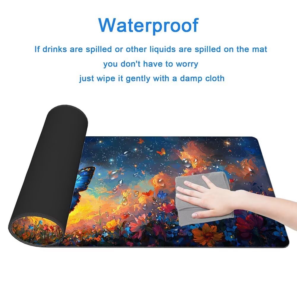 Podkładka pod mysz do gier, duża podkładka pod mysz XXL 1000 x 500 x 3 mm Niebieska pod ręką ze zszytymi krawędziami, podkładka pod mysz do gier XXL Wodoodporna antypoślizgowa podkładka pod mysz do PC