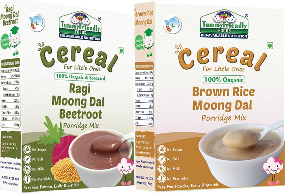 TummyFriendly Foods Certified Organic Porridge Mixes | Ragi, Brown Rice Combo Packs| Made of Sprouted Ragi, Brown Rice For Baby | No Sugar, No Salt, No Chemicals, No Pesticides & No GMO | 2 Packs, 200g Each | Shelf Life 6 Month (B092FW1TPW) Amazon Price History, Amazon Price Tracker