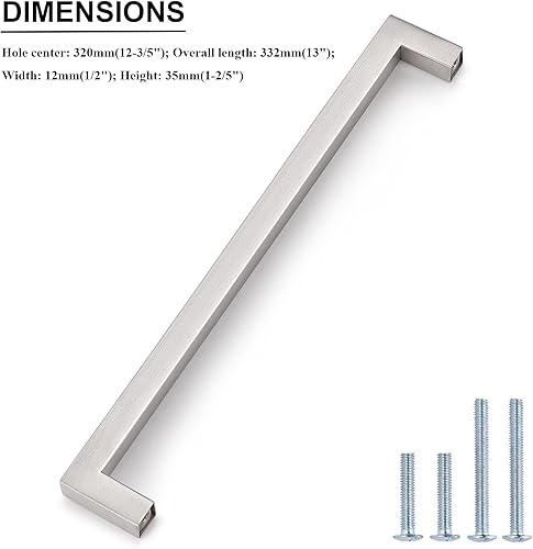 Miniatura 3 de Paquete de 5 tiradores de acero inoxidable para gabinetes de cocina, tiradores de cajón de níquel cepillado, tiradores cuadrados de 12-45 pulgadas,