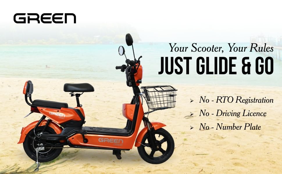 Image of Green Udaan Low Speed Electric Scooter Non RTO with Portable Charger (Orange, Udaan 30 KM)