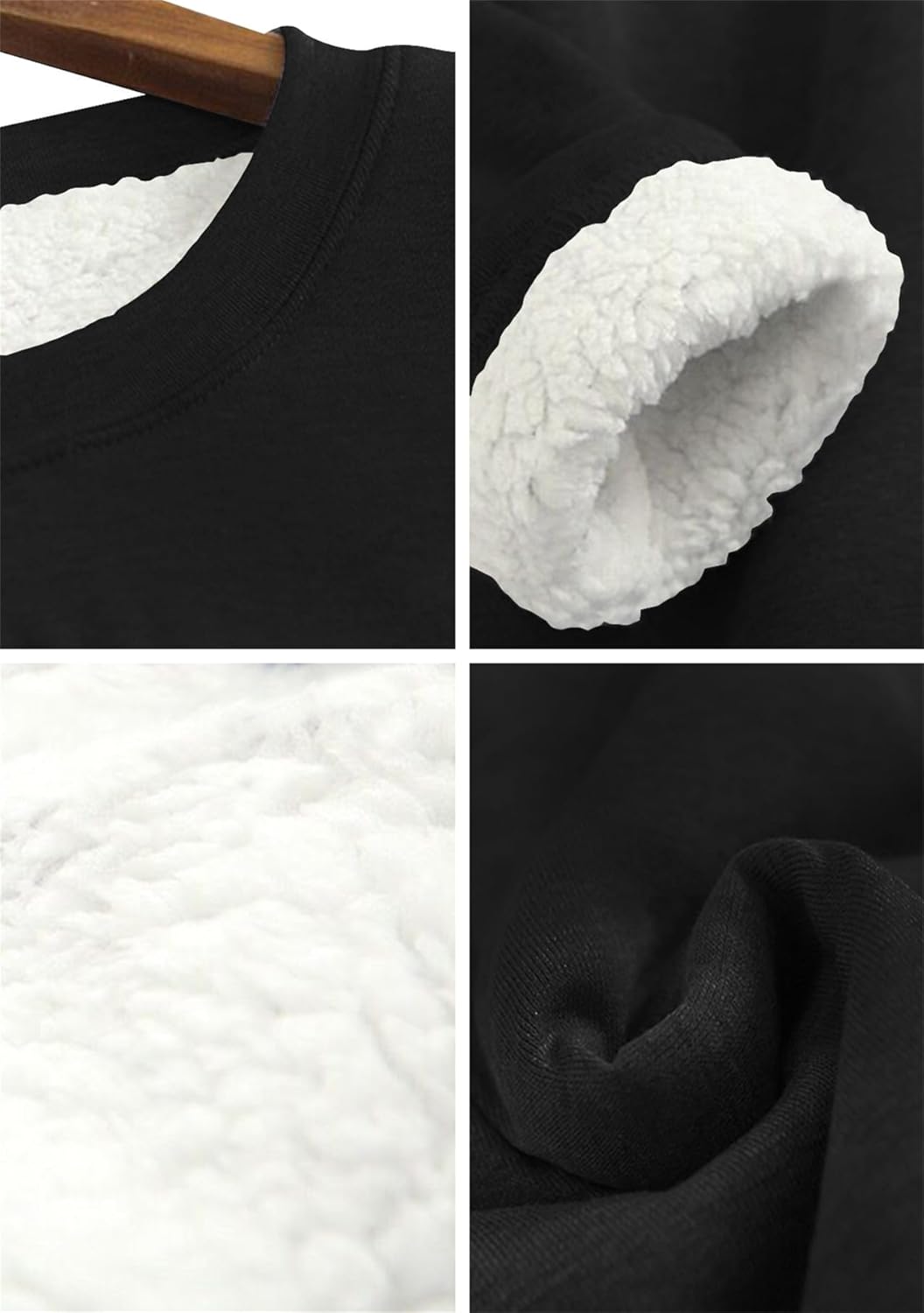 EFOFEI Womens Winter Soft Sherpa Fleece Lined Pullover Crewneck Solid Color Sweatshirt - Image 2