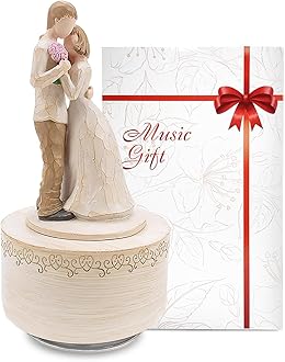 Saeifin Music Box Lovers Gifts,Couple Hugging Sculpted Statue,Hand-Painted Collectible Figurine,Christmas Birthday Festival Musical Gift Home Office Studio Decoration,Plays Can't Help Falling in Love