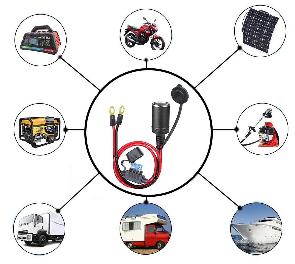 Snapklik.com : 2FT 12V Female Socket Battery Eyelet Ring Terminal ...