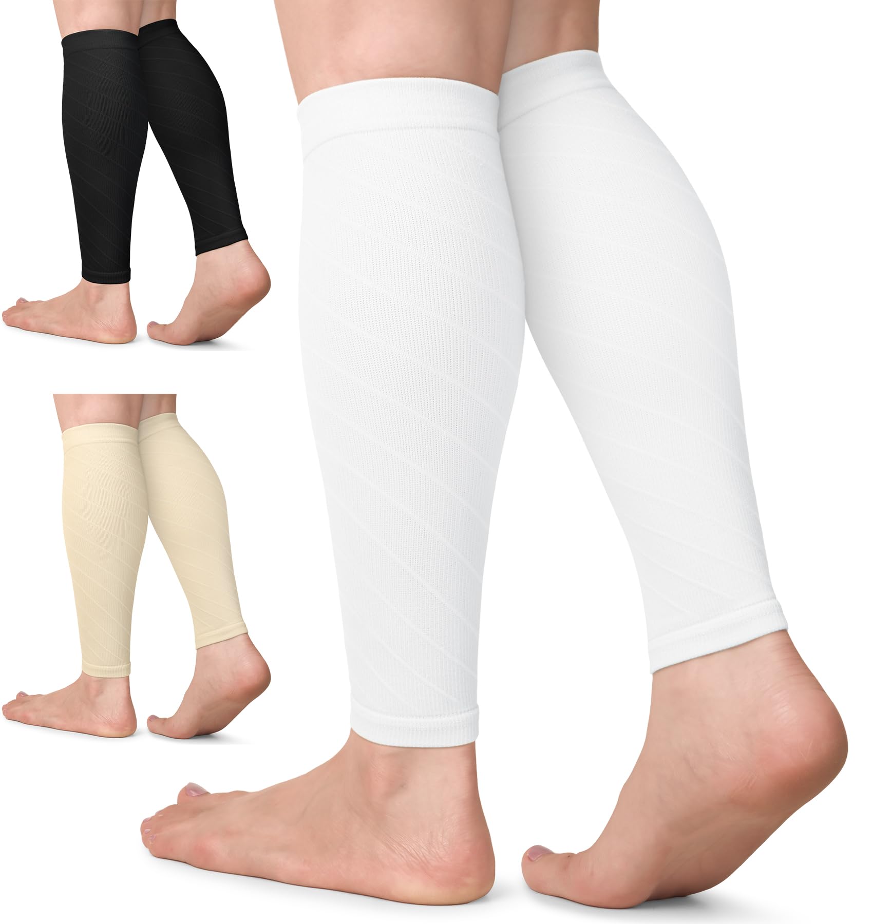 BLONGW 3 Paar Waden Kompression Damen Herren Wadenbandage Kompressionsstrümpfe ohne Füße Stützstrümpfe Sport Kompressionssocken Thrombosestrümpfe