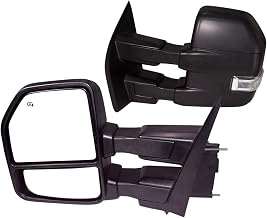 AERDM Tow mirror Compatible with 2015-2020 Ford F150 Pickup Truck Trailer Towing Side Mirrors w/Power Heated Turn Signal, Auxiliary Light Puddle Lamp Temp Sensor 22 to 8 Pin Adapter Included