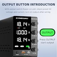 RUZIZAO Laboratóriumi Tápegység 30V 10A Szabályozható DC Kapcsolóüzemű Áramforrás OCP/OVP Védelemmel USB-A/Type-C Gyorstöltéssel 5