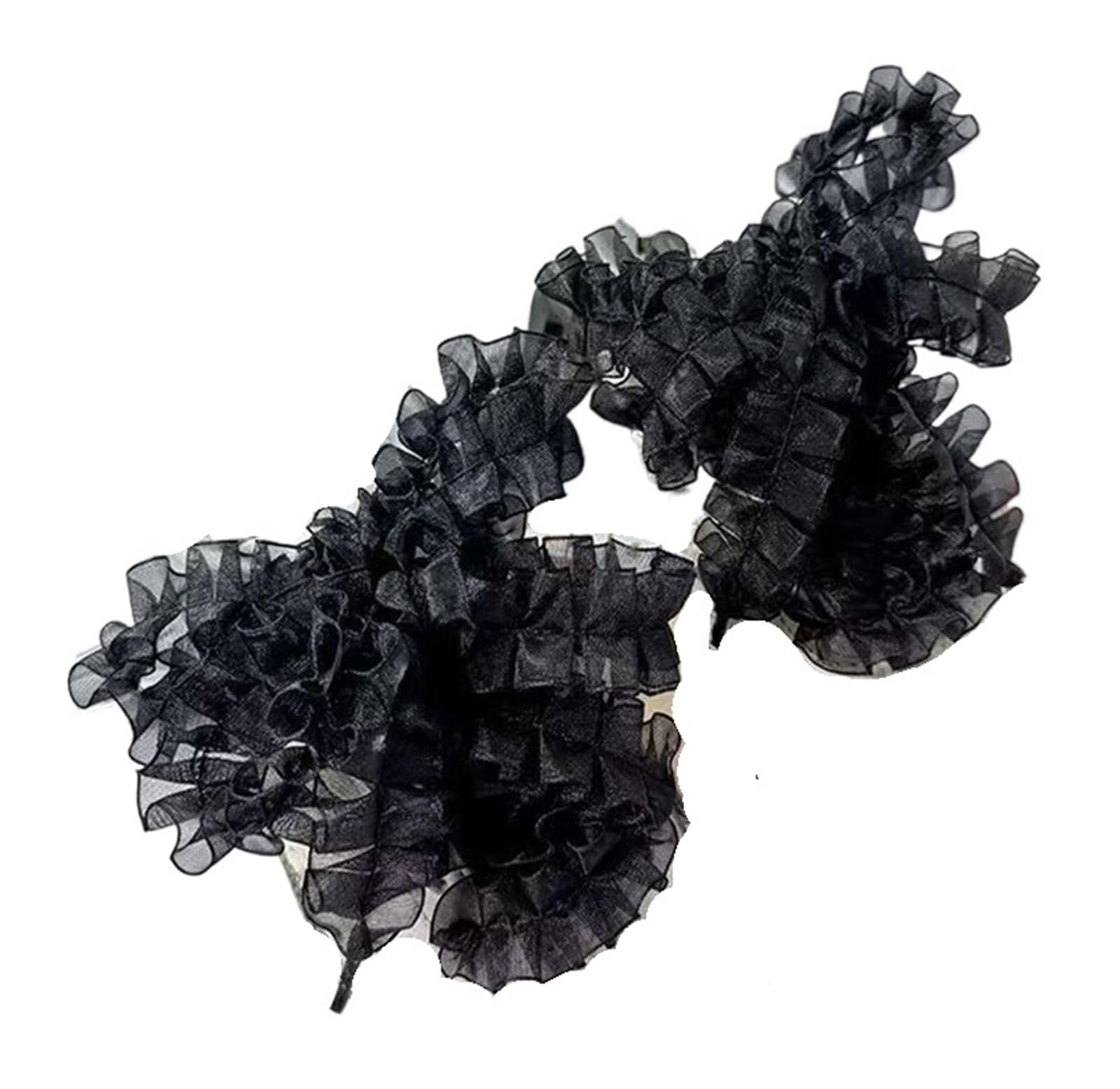 Cordones, Volantes de Organza con Borde, Cordones for Zapatos, Zapatillas Lazo, Deportivos Negros, Blancos, Entrenamiento DIY(Black,140cm)
