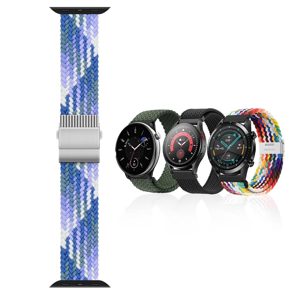 HOK Soft Braided Watchbands Compatible with Watch Band 20mm 31mm Women Men, Nylon elastic adjustable quick wear strap