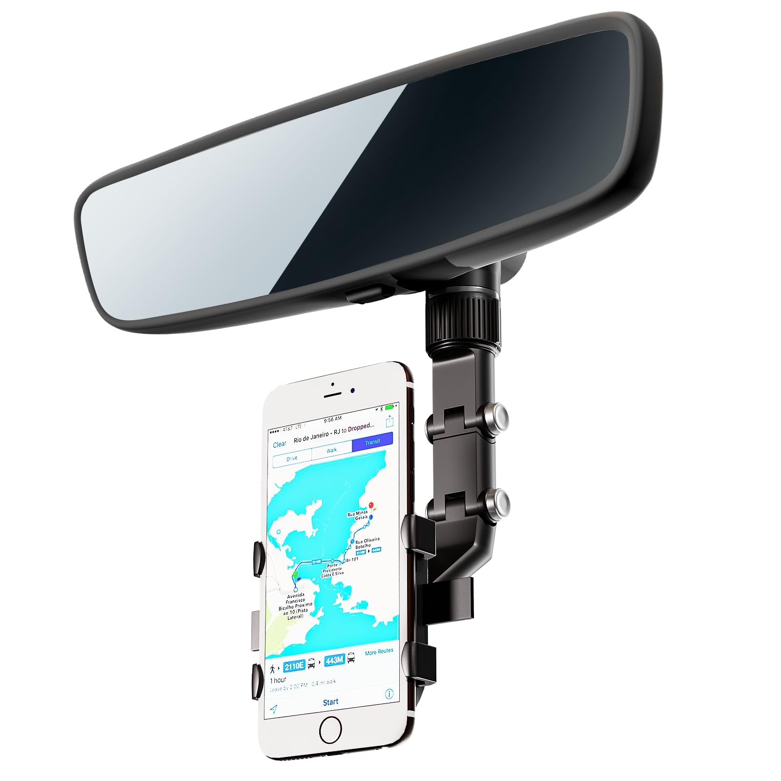 Rear View Mirror Phone Holder, 2023 Rotatable and Retractable Car Phone