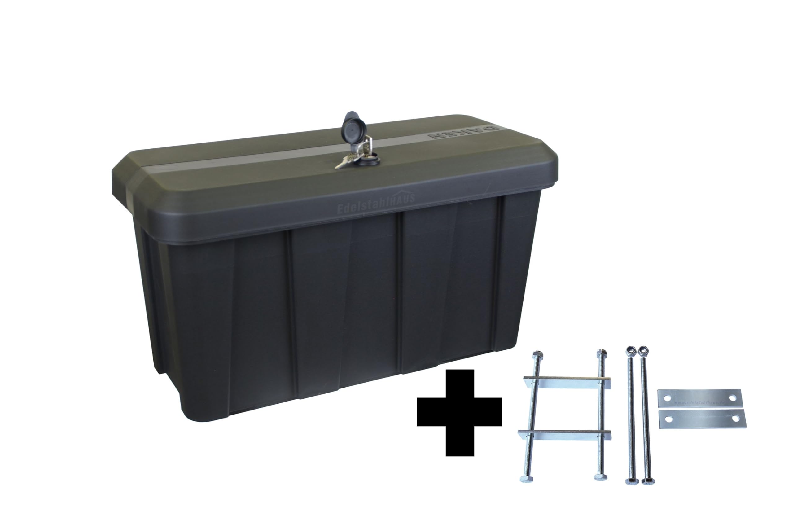 Deichselbox Daken Blackit Lite, Werkzeugkasten, Gurtkiste, Anhängerbox, Staukiste, Daken B24-2 + Montagesatz MON2012, Edelstahlhaus GmbH