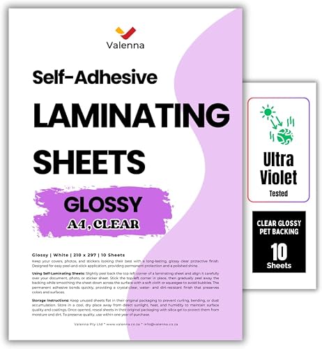 A4 Self Laminating Sheets – 10 Pack Clear Glossy Cold Lamination, Permanent Stick-On Protective Film, No Machine Required