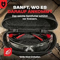 NoCry Brillenetui für Schutzbrille, Etui mit Filzfutter, verstärktem Reißverschluss und praktischem Gürtelclip. Schwarz – Ansicht 4