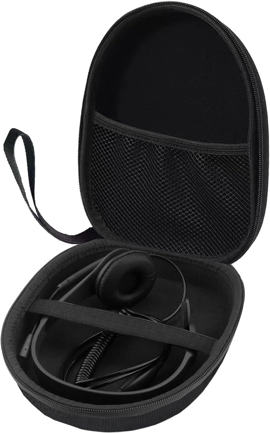 M.G.R.J® Portable Carrying Case Cover for Jabra Evolve 20 MS, UC, SE / 40 UC, MS / Evolve2 30 SE, 30 UC, 30 II, 50, 55, 65 Flex, 65 TE, 65UC / Biz 1100, Biz 1500 Wired Headphones (Black)-picture-21