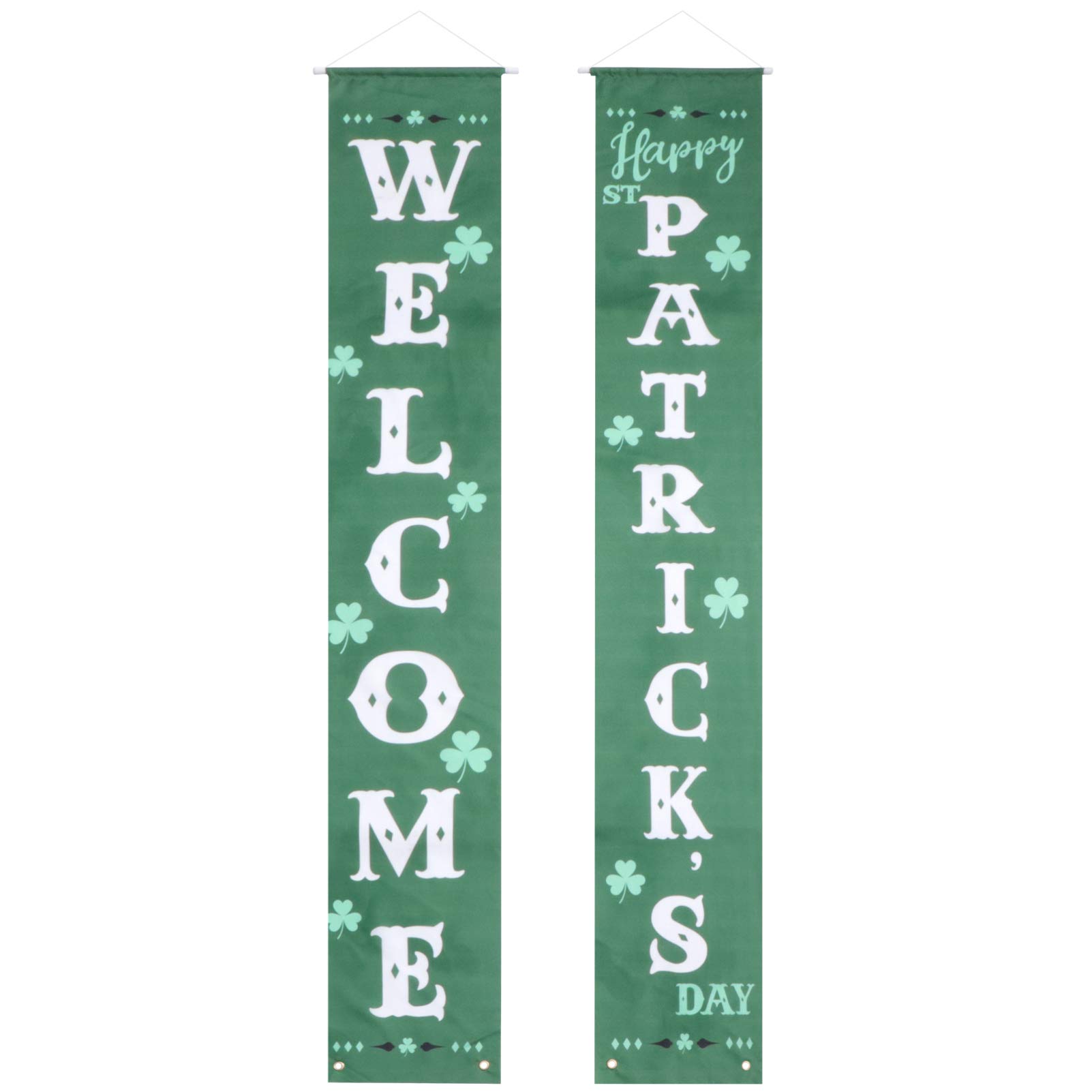 VALICLUD 1 Pair St. Patricks Day Door Banner Welcome Happy St. Patricks Day Porch Sign Door Hanging Garland for Home Porch Front Door Yard Wall Window Decor