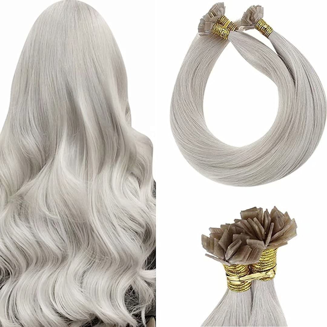 LaaVoo Nano Ring Hair Extensions Human Hair Nano Hair Extensions Brown 16 Inch Invisible Nano Beads Straight Remy Highlight Light Brown with Ashy Blonde Real Hair 50g 50s #p8/24 — view 54