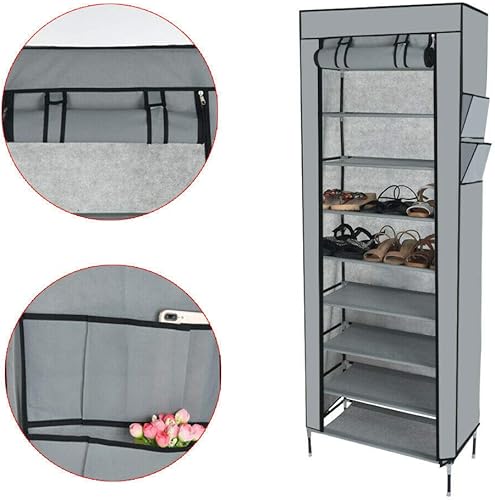 Miniatura 4 de Zapatero de 10 niveles, organizador de zapatos con cubierta de tela no tejida a prueba de polvo, organizador portátil para zapatos, estante de tela