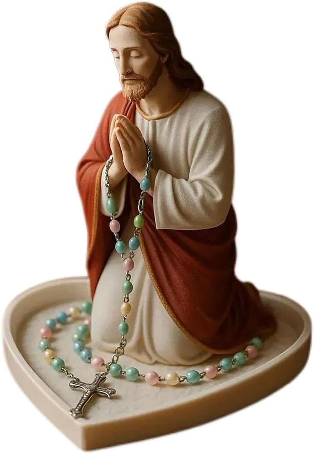 ZVUTRCUV Virgin Mary-Rosary Holder, Jesus-Rosary Holder, Christian Home Decor Tabletop Statue, Resin Statue with Detailed Craftsmanshipyeshi,for Rosaries, Necklace & Rings (B,1pcs)