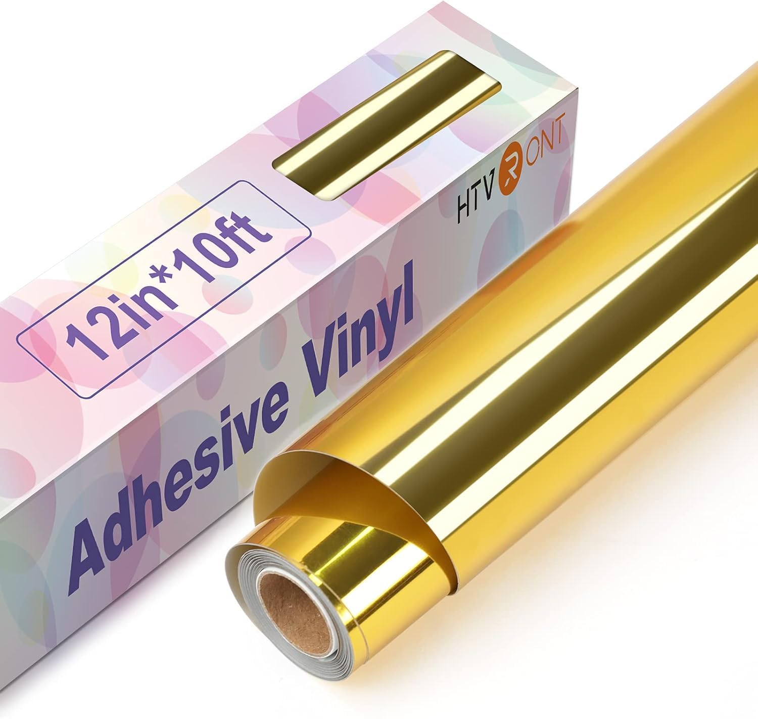 HTVRONT Gold Chrome Permanent Vinyl - 30.5 x 305 Mirror Metallic Silver Adhesive Vinyl Compatible with Cricut Cutting Machine - Easy to Weed & Transfer Silver