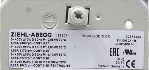 RH28C-2DD.3I.CR 400/500V 1.25/0.72A 660/580W 2800/2640RPM Cooling Fan