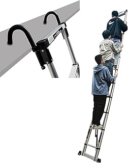 Telescopic Straight Ladder7m/ 8m Telescoping Ladder with Hooks & Stabilizer Bar, Tallest Aluminum Extension Ladder, Heavy Duty Folding Telescopic Ladder,Load 150kg / 330lbs (Size : 7M/23FT) Hopeful