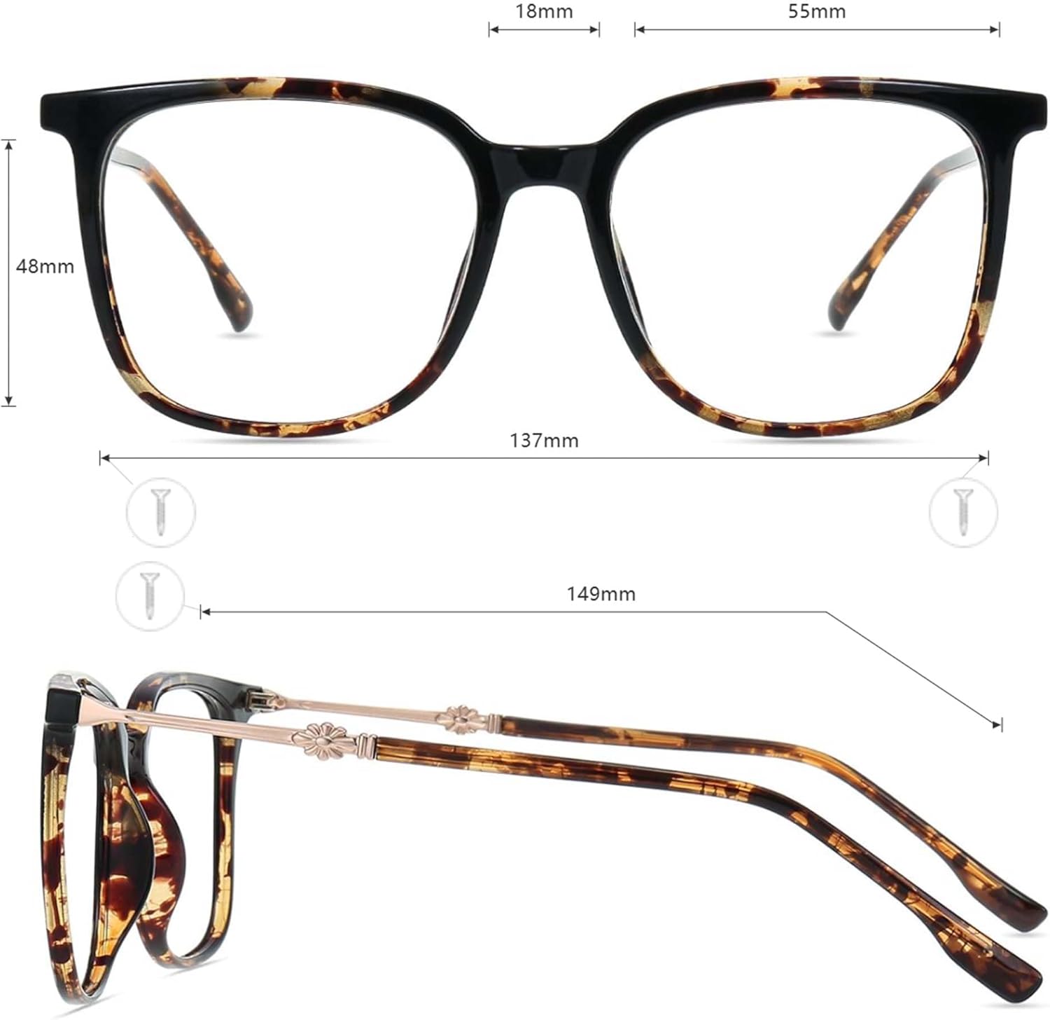Firmoo Oversized Blue Light Blocking Glasses, Big Frame Square Nerd Eyeglasses Computer Screen Glasses