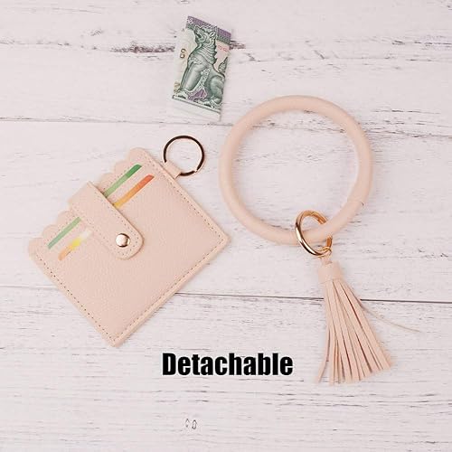 Miniatura 3 de Lantintop - Llavero multifuncional para tarjetas, piel sintética, redondo, con cartera a juego, para mujeres y niñas