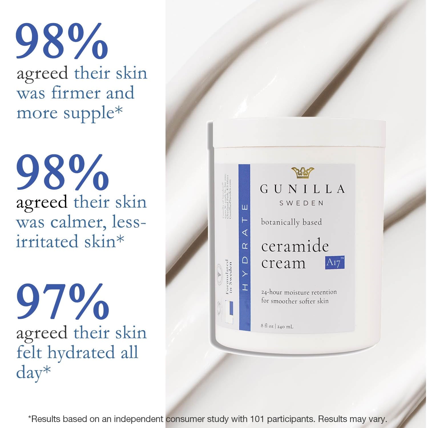 GUNILLA Ceramide Cream A17 Botanical Moisturizer, Fragrance-Free Vegan