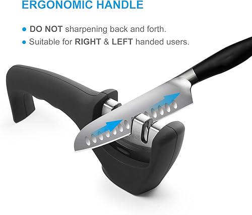 Miniatura 7 de TometaMoye Kitchen Knife Sharpener - Professional 3 Stage Manual Sharpeners - Ergonomic Handle and Non-slip Base - Safe Sharpening Tool - Easily