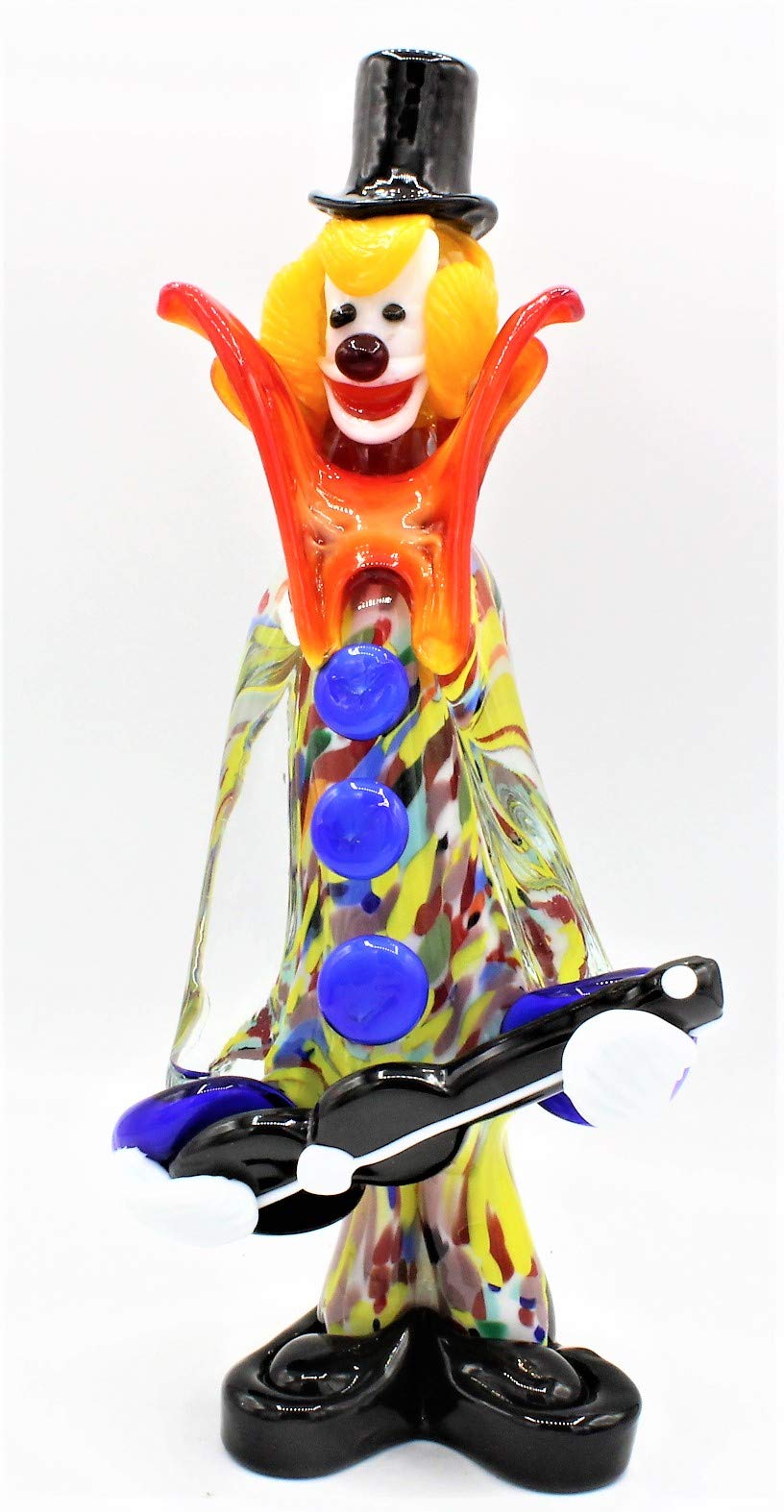 Vinciprova Le Gemme di VeneziaClown Guitar Sculpture Collection Murano Glass H26cm Made in Italy Clown
