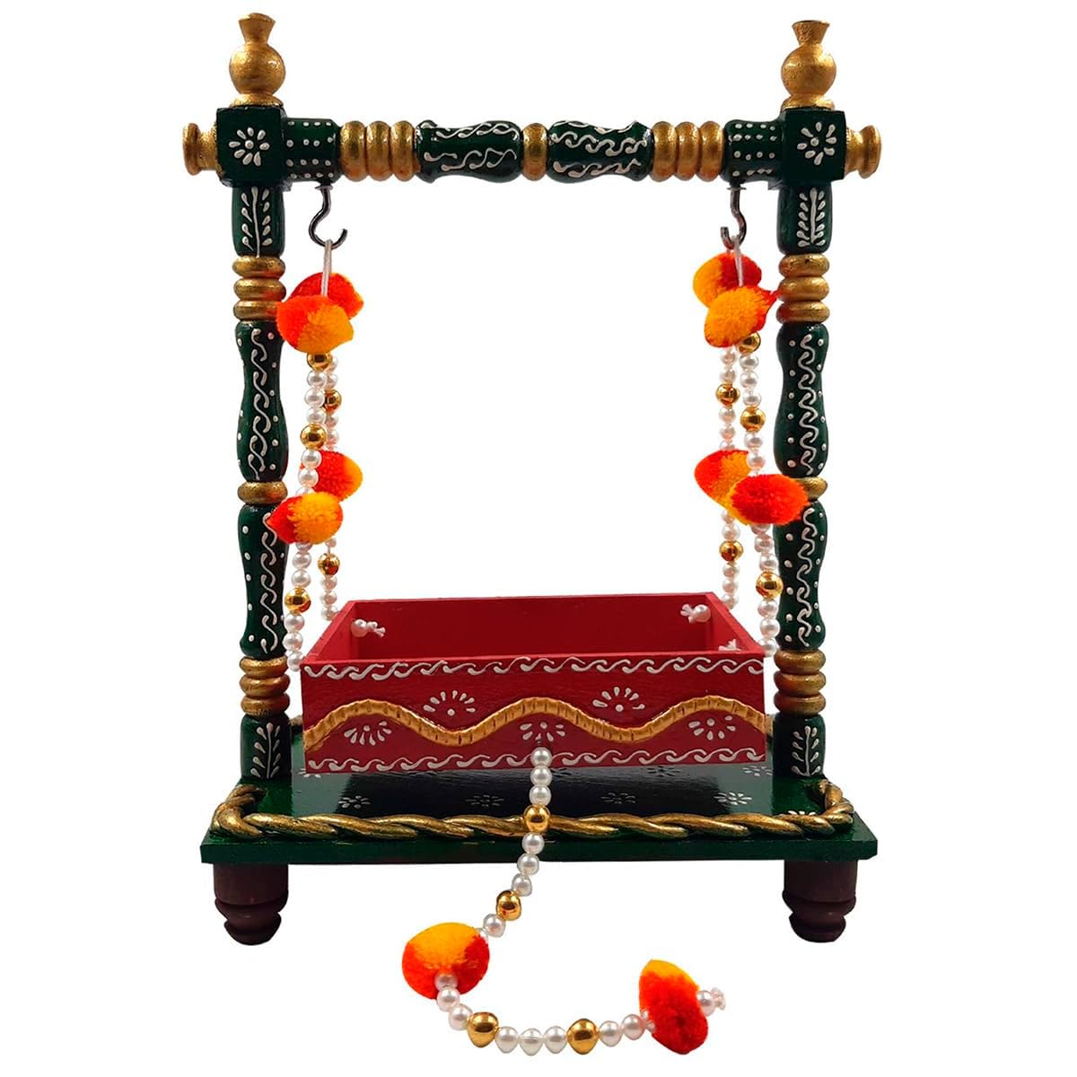 Janmashtami Jhula en bois pour décorer votre Mandir de salon