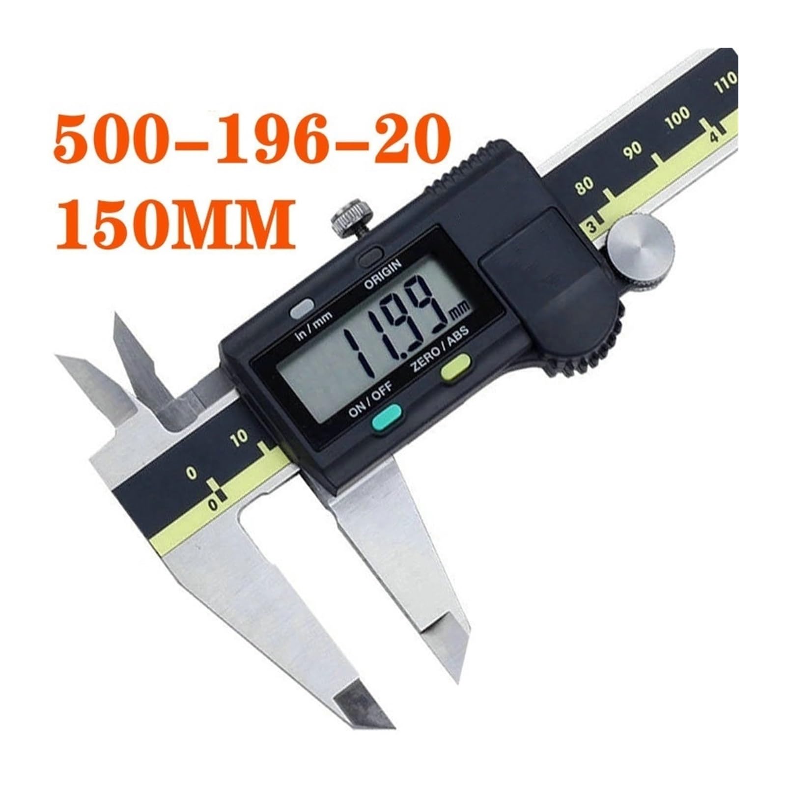 Suwmiarka cyfrowa LCD 150 mm 200 mm 300 mm elektroniczne narzędzia pomiarowe ze stali nierdzewnej zacisk (150 mm, 500-196-20)