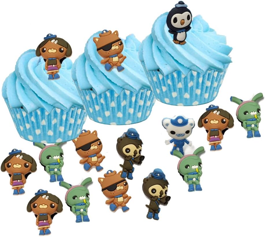 48 Octonauts Cupcake Toppers & Blue Dot Baking Cups