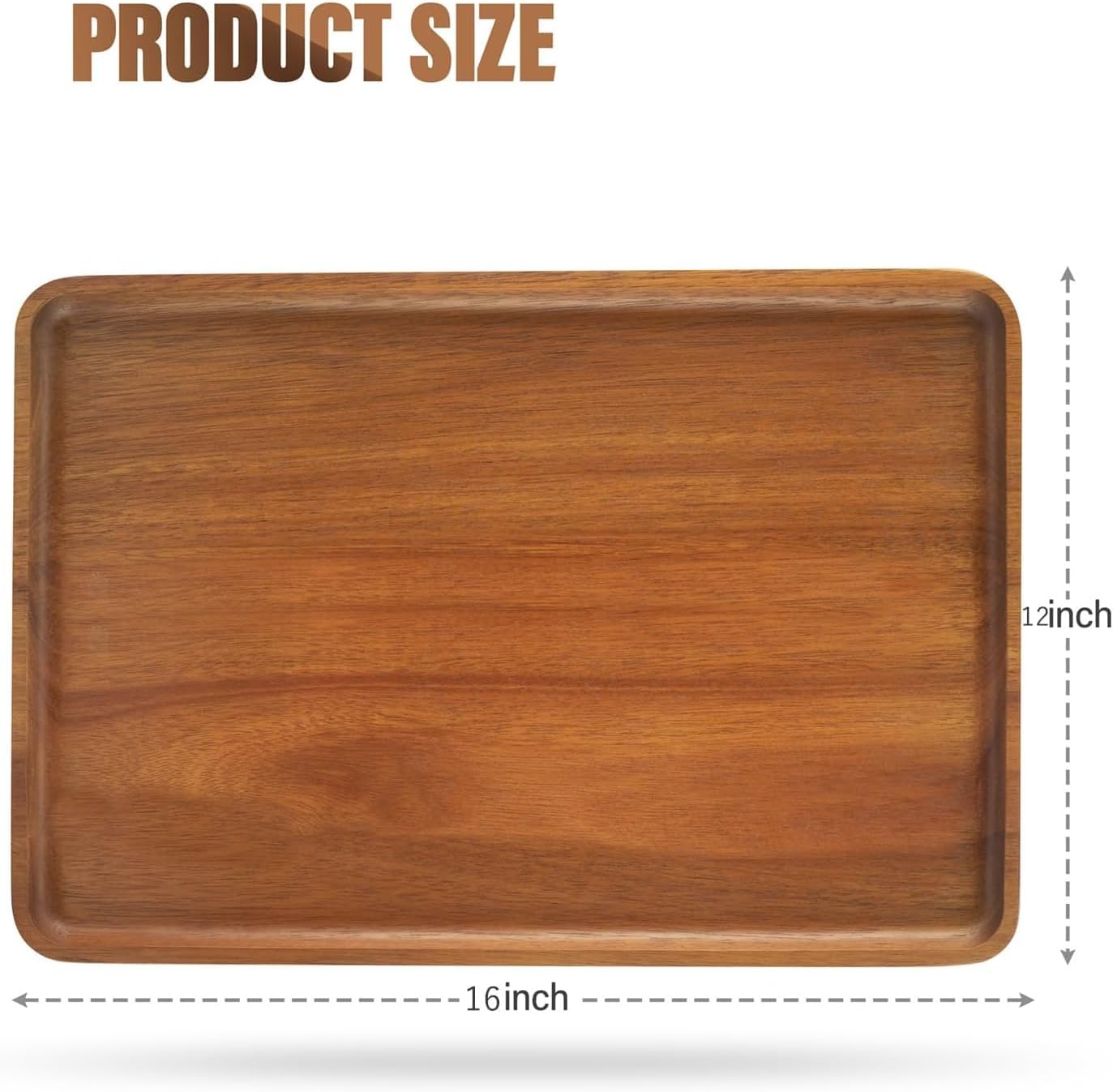 2 pcs solid acacia wood serving trays 16 * 12 inch rectangular wooden serving platters natural wooden boards for bar coffee party brown 16*12 inch