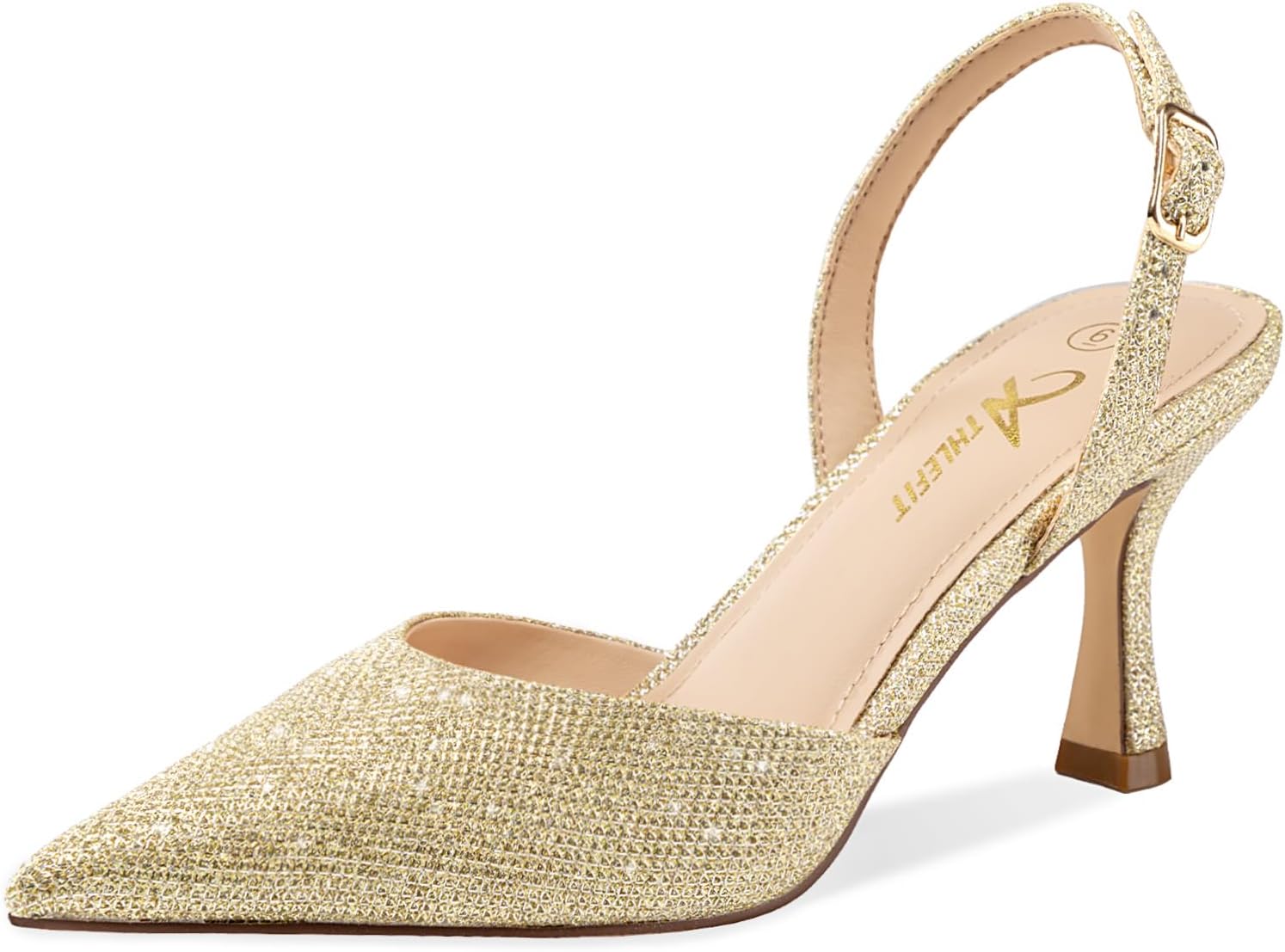 Athlefit Closed Pointed Toe Heels for Women Dress Work Wedding Party Slingback Stiletto Pumps Shoes